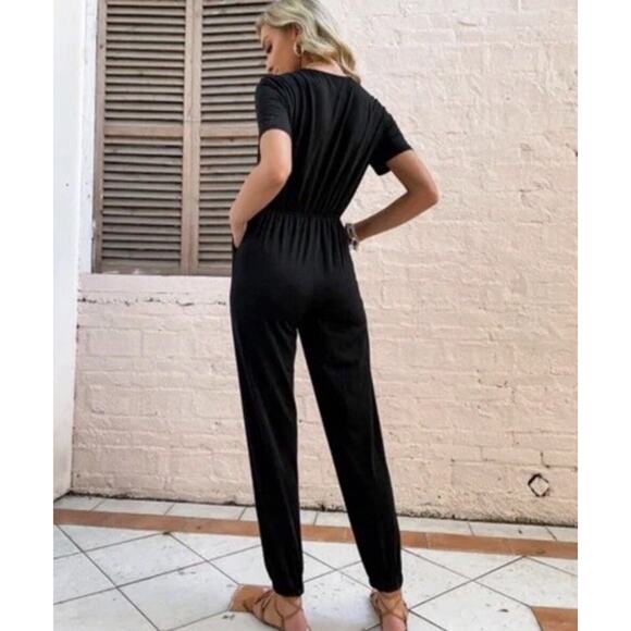Boden Black Jersey Surplus Wrap Jumpsuit US Size 4 PP6290 - Picture 5 of 5